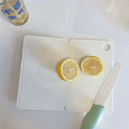 Foldable Camping Cutting Board Portable Plastic Chopping Board with Supplementary Food Board for Outdoor Picnic Camping Kitchen Use (Nordic Rice White 20x12.5x0.8cm)