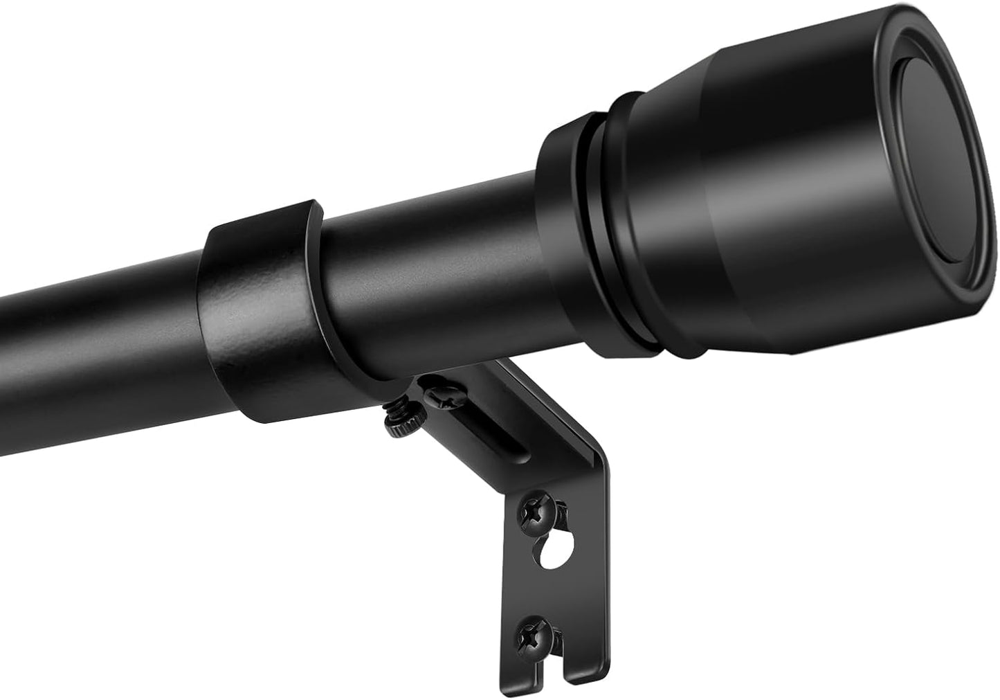 Skiennix Matte Black Curtain Rod - Heavy Duty Adjustable Telescopic Design | Fits 30-144 Inch Windows