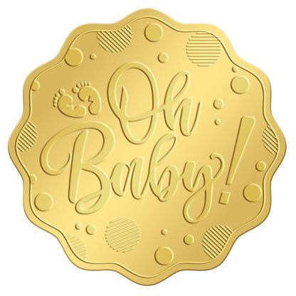 CRASPIRE Footprint Baby Gold Embossed Envelope Stickers 2 Inch 100pcs Foil Seals Adhesive Certificate Stickers Label for Wedding Invitations Gift Packaging Baby Shower