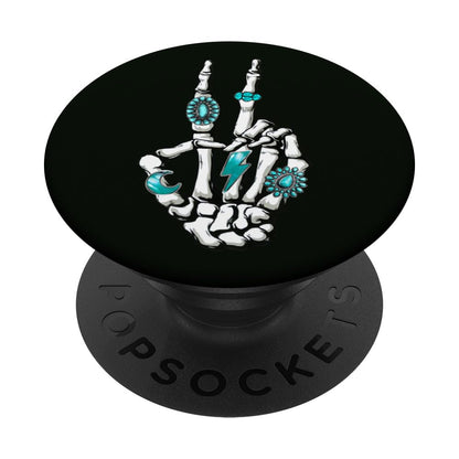 Skeleton Turquoise Hand Western Vibes Rodeo Cowboy Cowgirl PopSockets Standard PopGrip