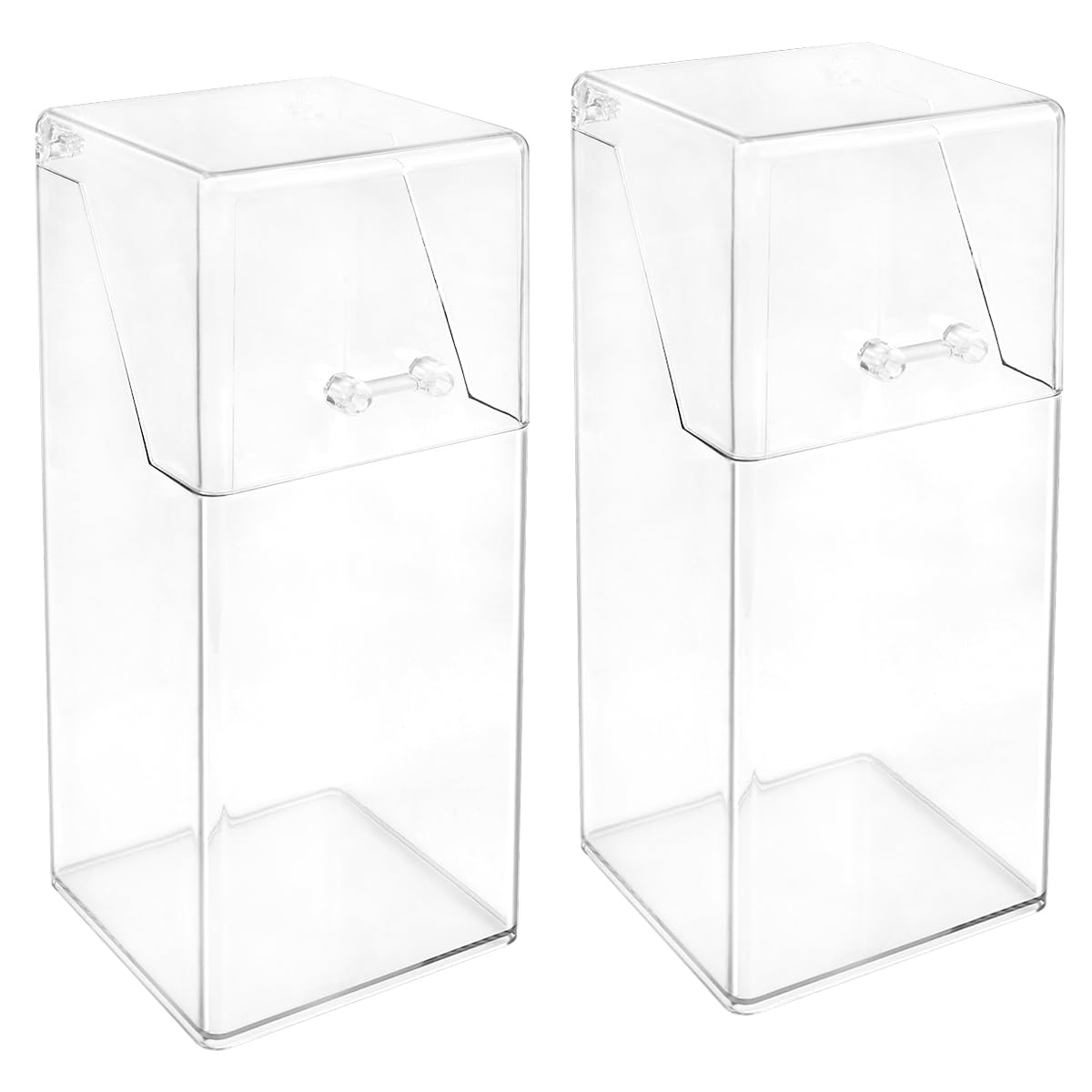 Katigate 2Pcs Acrylic Makeup Brush Organizer with Lid, Clear Makeup Brush Holders Brush Storage Dust Proof Box Makeup Organizer for Dressing Tables and Vanity