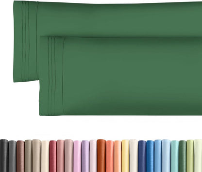 Skiennix Body Pillowcases Set of 2 | Soft 20x54 Long Pillow Covers for Side Sleepers - Wrinkle-Free, Machine Washable in Emerald Green