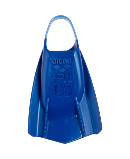 Arena Unisex Adult Powerfin Pro II Swim Training Fins Men and Women Silicone Short Blade Flippers Left/Right Customized, Blue, Size 9.5-10.5