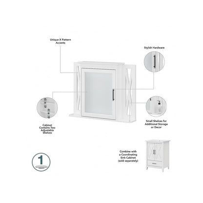 Bush Home Key West 48W Double Vanity Set with Sinks, Medicine Cabinets and Linen Tower in White Ash
