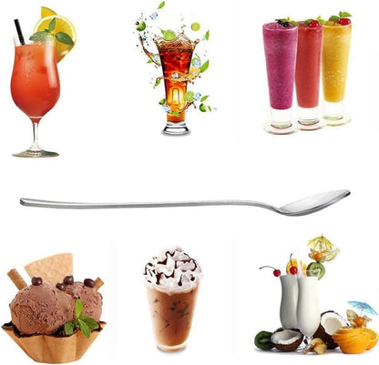 9.25-Inch Long Handle Iced Tea Spoon, Premium 304 Stainless Steel Cocktail Stirring Spoon, Silver