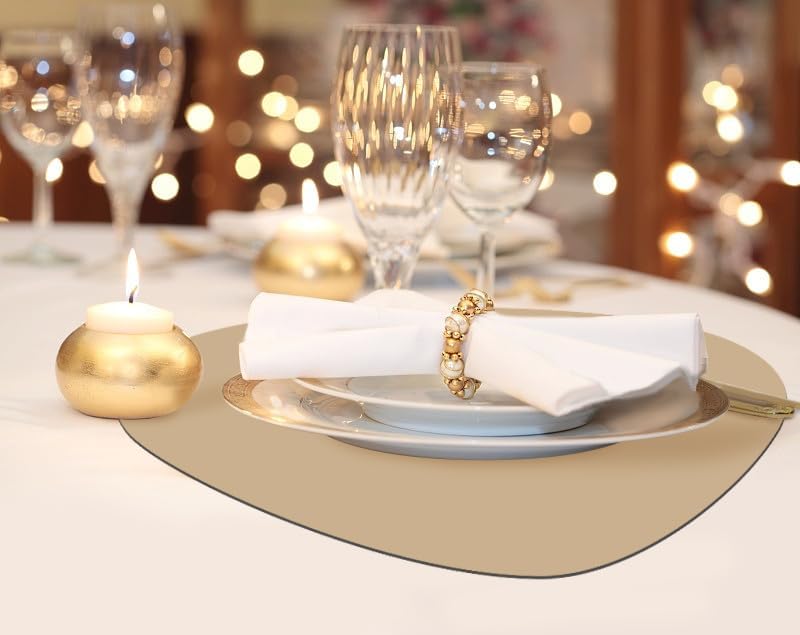 Faux Leather Placemats Set of 2 with Coasters, Heat Resistant Waterproof Wipeable Dinner Table Mats, Easy to Clean