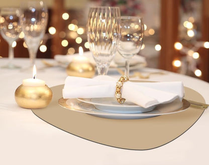 Faux Leather Placemats Set of 2 with Coasters, Heat Resistant Waterproof Wipeable Dinner Table Mats, Easy to Clean