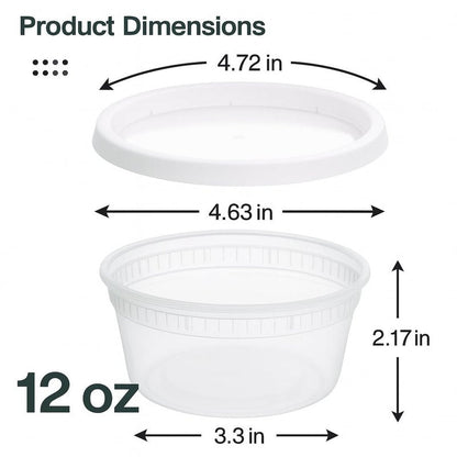ProTakeOut [12oz-240 Set Plastic Deli Containers with Lids - BPA Free Clear Soup Containers with Airtight Lids, Leak Resistant Food Storage for Meal Prep, Stackable/Microwave/Dishwasher/Freezer Safe