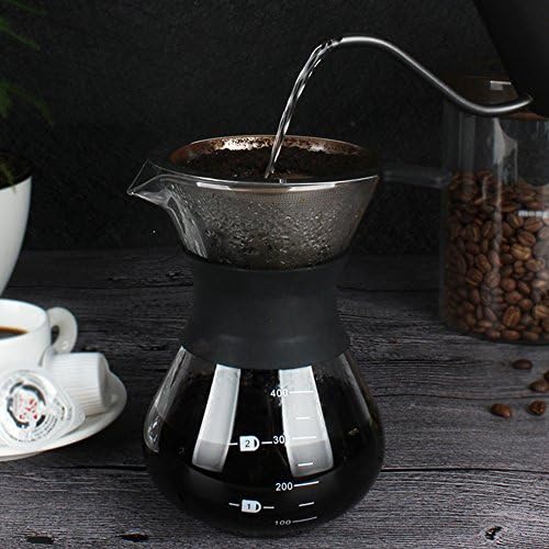 Yosoo 400ml Manual Hand Drip Coffee Maker Pot with Stainless Steel Filter