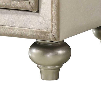 Acme Lucienne 2-Drawer Velvet Upholstered and Wood Nightstand in Beige