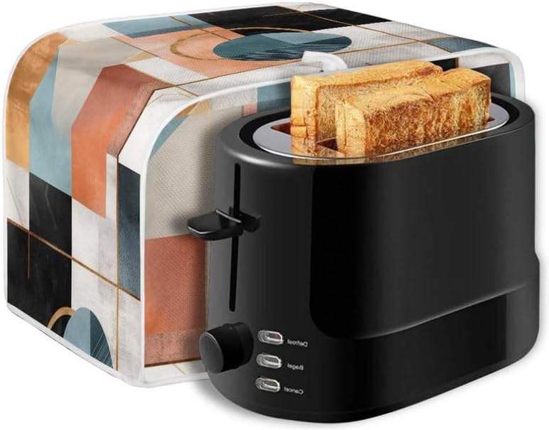 Modern Geometric Circle Two Slice Toaster Cover - Foldable Kitchen Appliance Bread Toaster Oven Cover with Hang Loop.
