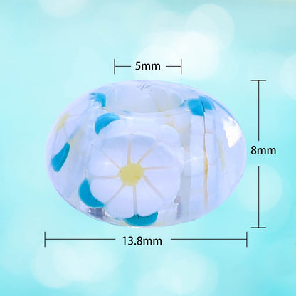 AIPRIDY Girls' Lucky Lover Amber Beads, Big Hole Spacer European Craft Beads for DIY Charms Bracelet Jewelry Making (Eight Petal White)