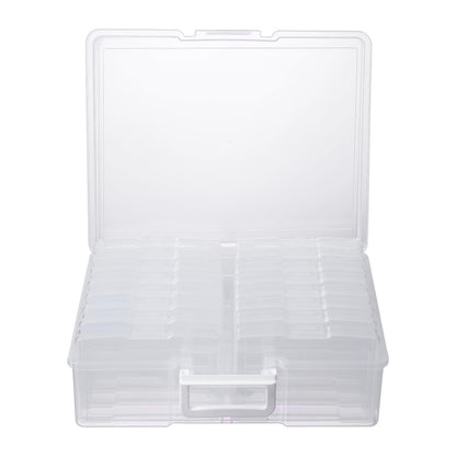 novelinks Transparent 4" x 6" Photo Cases and Clear Craft Keeper with Handle, 16 Inner Photo Organizers & Photo Storage Box, Plastic Photo Storage Containers (Clear)
