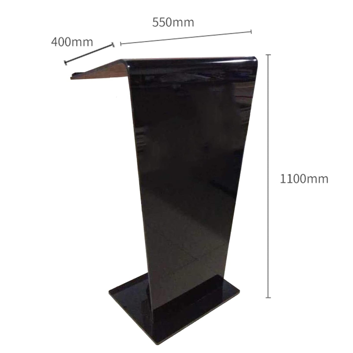 JOuan Lectern Podium Stand, Acrylic Church Podium, Portable Podium Stand, Black Podium Stage Host Desk Hotel Welcome Desk Auditorium Reception Desk Company Training Consultation Desk
