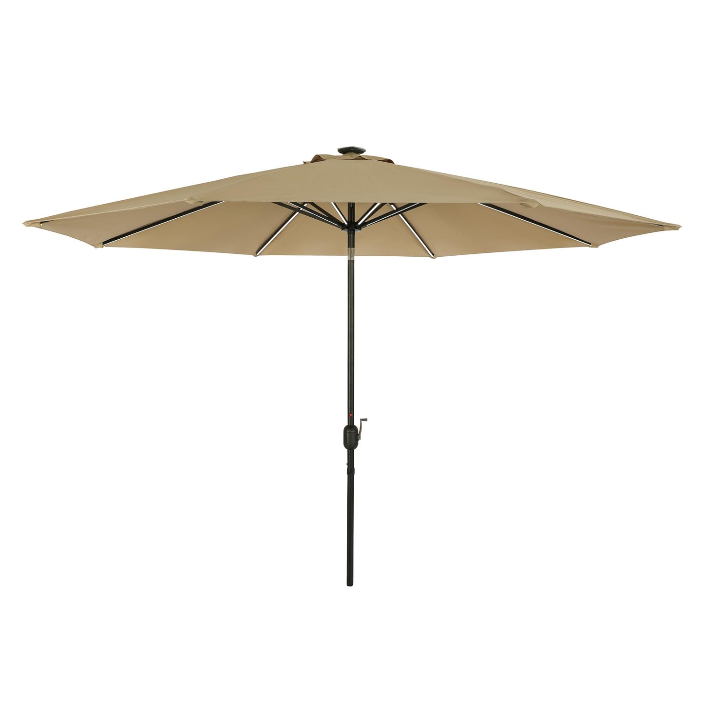 Island Umbrella Calypso 11 ft Octagon Patio Umbrella – With Crank Lift, Push-Button Tilt, Rust-Resistant Aluminum Pole, 8-Rib Frame, Solar LED Lights & Breez-Tex Weather-Resistant Canopy – Champagne