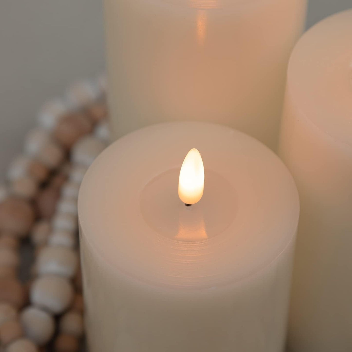 ANGELLOONG Flickering Flameless Candles with Remote, Real Wax Battery Operated Candles with Timer, Fake LED Pillar Candles for Wedding Holiday Farmhouse Home Decor, Ivory