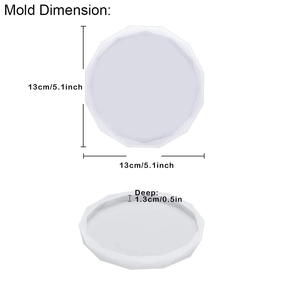 ResinWorld 4 Pack Coaster Molds - Diamond Edge Crystal & Round Geode Silicone Molds for Epoxy Resin Casting