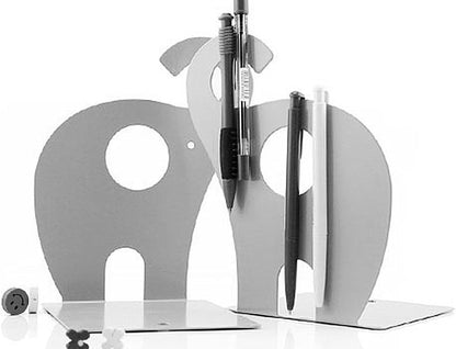 1 Leoyoubei Vintage Bookends with Felt Pads to Protect Bookshelf Bookcase Non-slip heavy steel Elephant pairs white