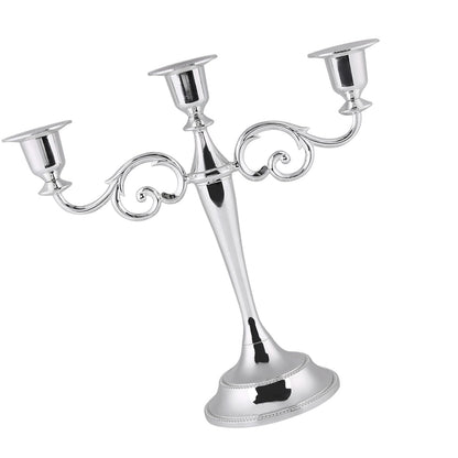 Sonew Premium 3 Arms Metal Candle Holder European Candelabra for Weddings & Home Decor (Silver)