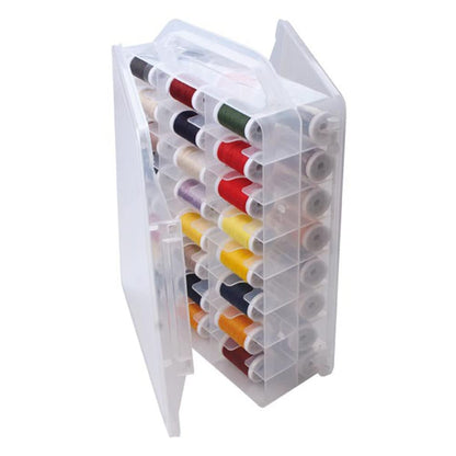 Chemlliy 46 Grids Sewing Organizer, Double Sided Thread Box Storage, Portable Clear Plastic Organizer Box for Embroidery and Sewing Threads, Embroidery Floss, Crafts, Small Toys (Clear)