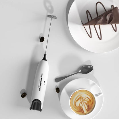 The HomeFlow Co. Milk Frother Handheld Foam Maker, Electric Whisk Drink Mixer, Mini Foamer for Coffee & Cappuccino