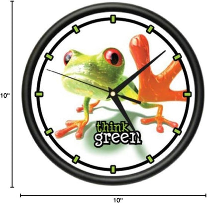 SignMission Frog 1 Wall Clock, Green Frogs Art Animal Decor Gift