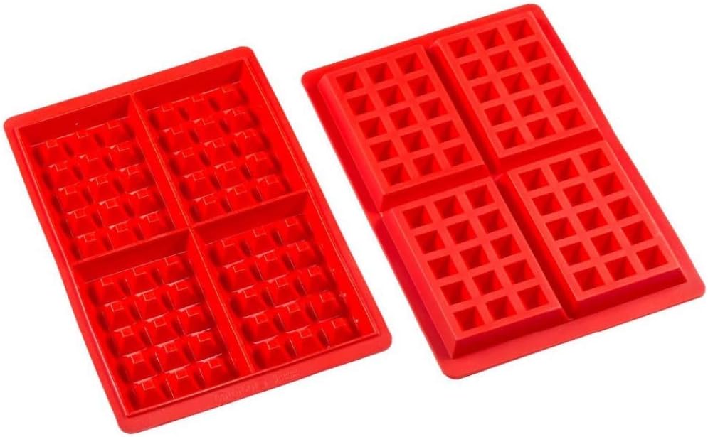 JKLcom Silicone Waffle Mold 4 Cavities Baking Tray for Waffle Cake Chocolate Craft Candy Soap, 2 Pack, Square