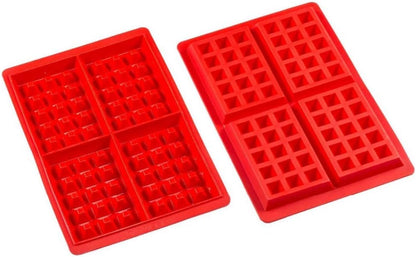 JKLcom Silicone Waffle Mold 4 Cavities Baking Tray for Waffle Cake Chocolate Craft Candy Soap, 2 Pack, Square