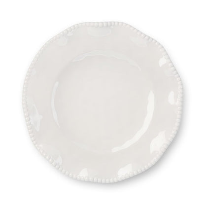 Perlette Off-White Beaded 12-Piece Dinnerware Set – Includes 4 Dinner Plates, 4 Salad Plates, 4 Bowls (7.5" x 2", 22 oz) – Elegant Unbreakable Melamine, Heavyweight, Perfect for Indoor/Outdoor Dining