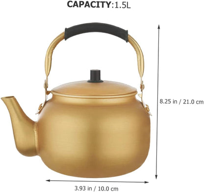Vintage Aluminum Tea Kettle, Metal Stovetop Kettle, Korean Rice Wine Jug, Golden Tea Kettle