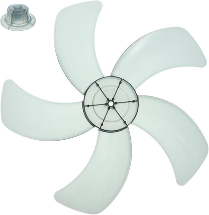 Garneck 14 Inch Standing Fan Blades, Five Blade Plastic Fan Blades with Nut Cover, Universal Replacement Blades for