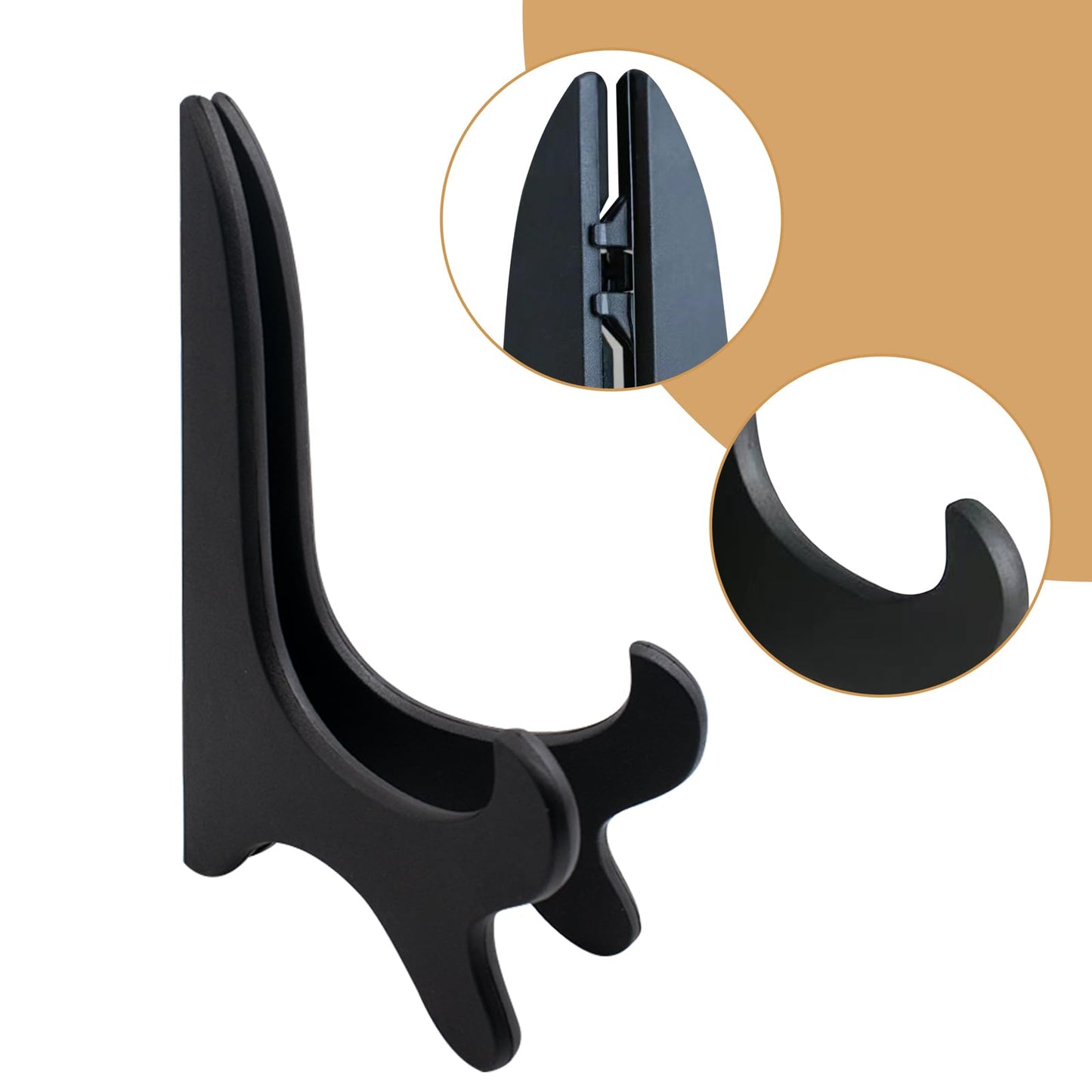 JoyHuaTrade 4 PCS Embroidery Hoop Desk Display Holder, Black Plastic Cross Stitch Display Stand for Embroidery Cross Stitch Hoop Needlework Decor