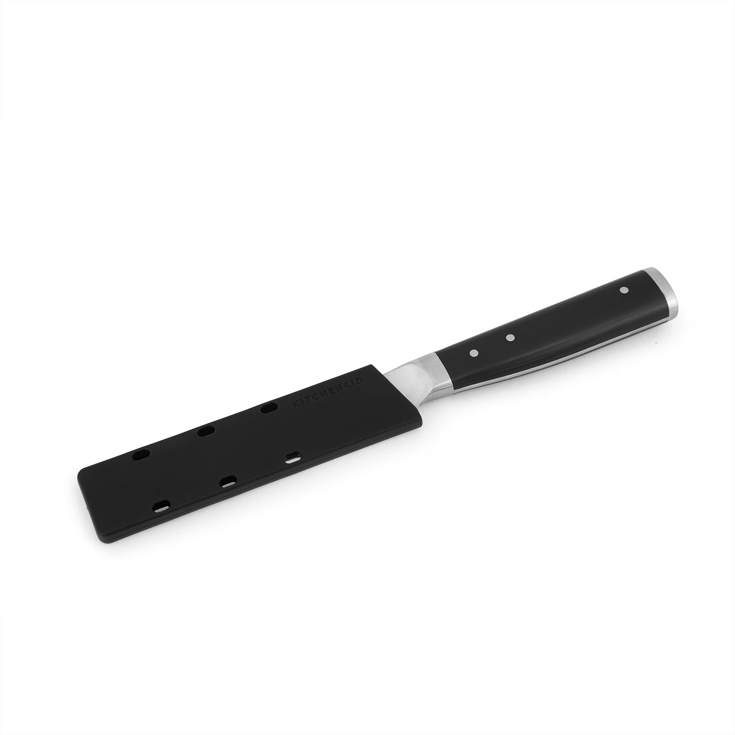 KitchenAid Gourmet Forged Triple Rivet Fine-Edge Utility Knife with Custom-Fit Blade Cover, 4.5-inch, Sharp Kitchen Knife, Japanese Stainless Steel Blade, Black