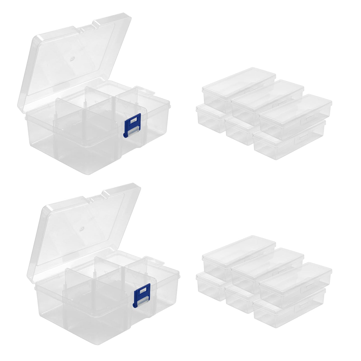 LIGHUFEIC Rectangle Bead Organizer and Storage-12Pcs Clear Plastic Dimond Storage Containers Boxes with Hinged Lid for Jewelry Making, DIY Crafts, and Small Item Storage