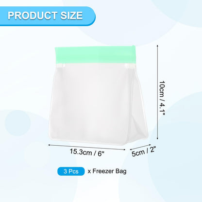 PATIKIL 8.7"x2"x5.3" Reusable Freezer Bag, 3 Pcs Leakproof Zip Food Storage Stand Up Bags Fridge Snack Vegetable Fruit Ice Container for Long-Lasting Freshness, Black