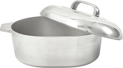 IMUSA USA Heavy Duty Cajun Oval Aluminum Roaster - 15-Inch Size | Durable Silver Finish