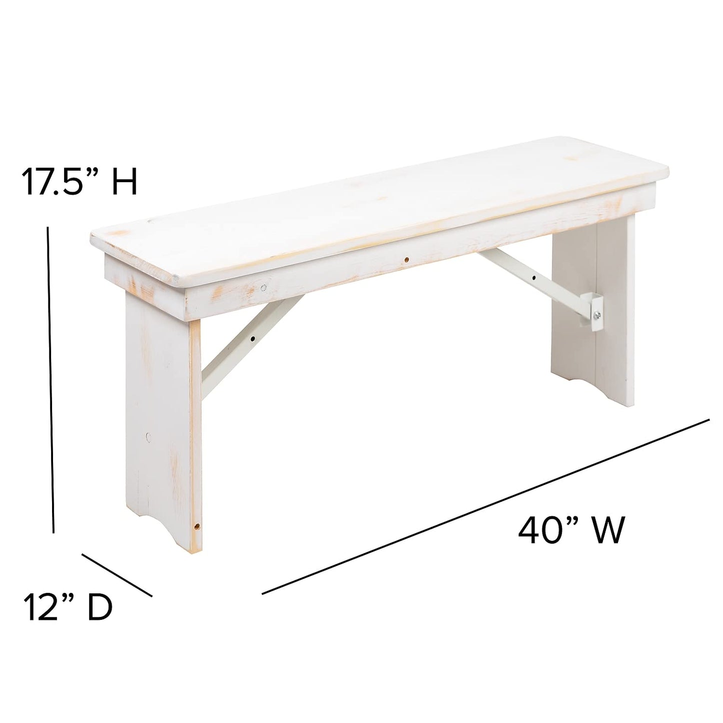 Flash Furniture HERCULES Series 7' x 40" Antique Rustic White Folding Farm Table and Four Bench Set