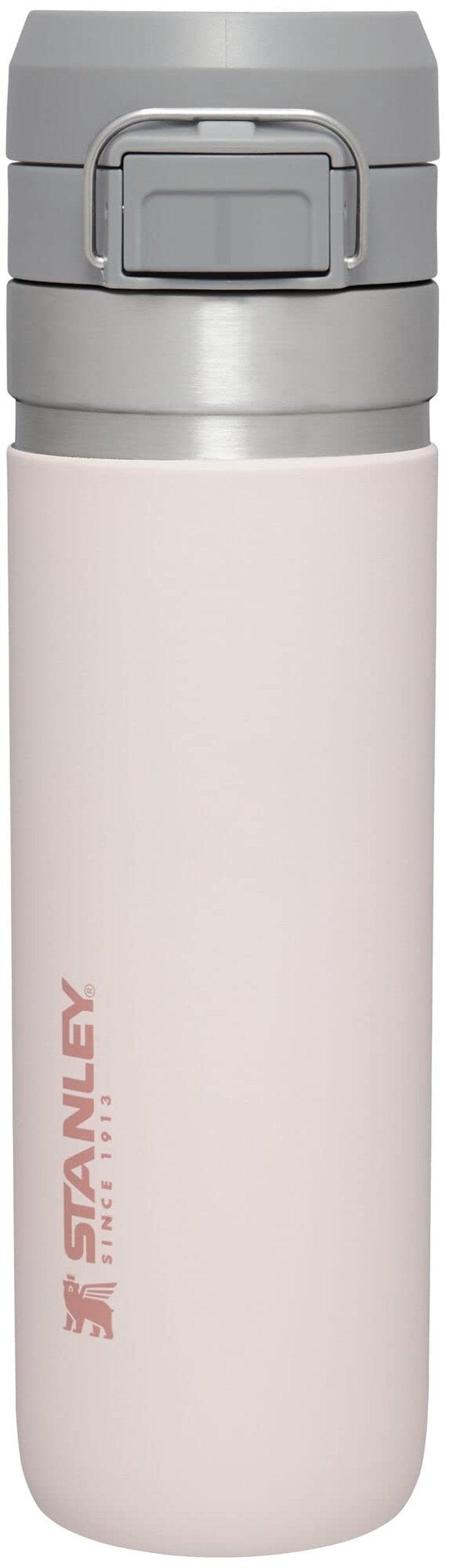 Stanley Quick Flip GO Water Bottle 24 oz | Push Button Lid | Leakproof and Packable for Travel and Sports | Insulated Stainless Steel | BPA-Free | Rose Quartz