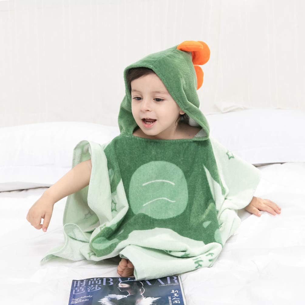 5-9 Years/Height:43.3"-51.2") TONWHAR Kids Bath/Pool/Beach Hooded Poncho Towel-Cartoon Animal Pattern Cotton Beach
