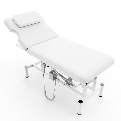 Dolonm 2 Motors Electric Massage Table, Hydraulic Electric Lift Adjustable Backrest and Height Lifting for Treatment, Physical Therapy, Spinal Massage, Facial Spa, Waxing, Tattooing - White