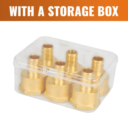 SUNGATOR 6-Pack 1/2" PEX to 1/2" Female NPT Brass Fittings, UPC Certified