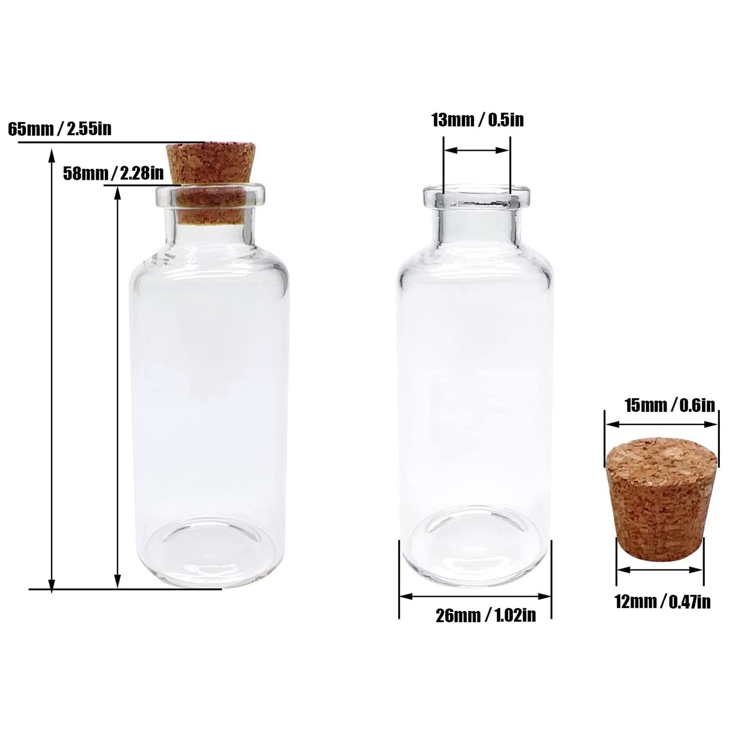 Goiio 80 Pack 20 ML Glass Bottles with Cork Stoppers Mini Small Glass Bottles, for Wedding Favors, Crafts Home Decorations