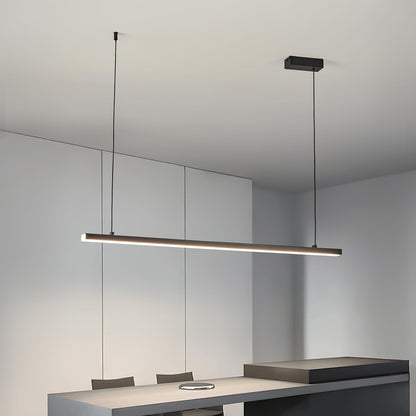 Black long chandelier, dining room light, Nordic modern minimalist style, office, long bar counter, kitchen light, color temperature adjustable from 3000K to 6000K, LED chandelier, 70.87 inches