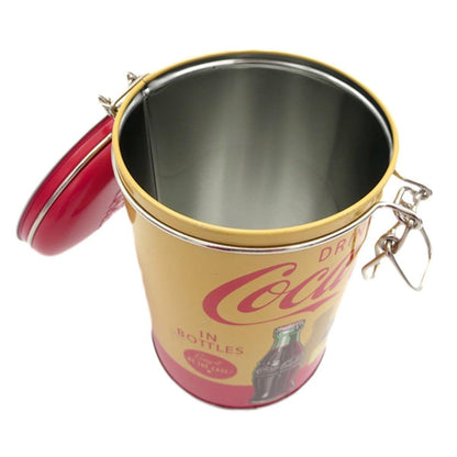 Distress Printed - Coca Cola Round Lock Top Lid with Clasp and Lock