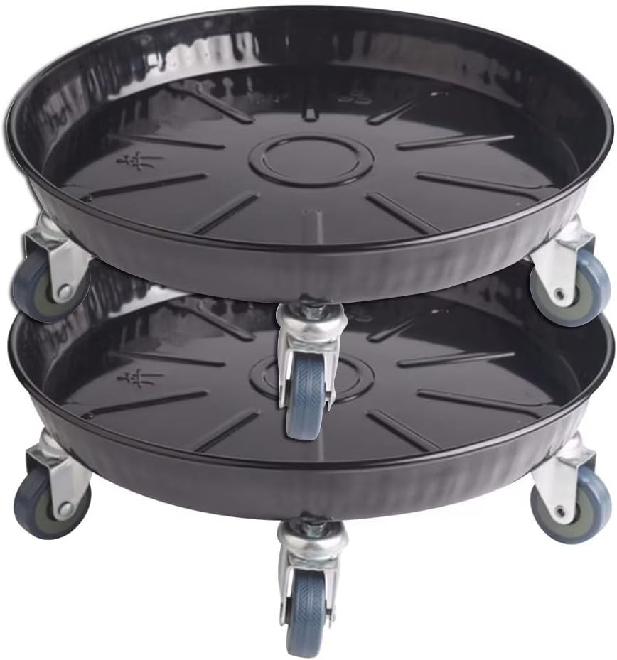 ARTLINE Round Plant Stand with Lockable Wheels, Heavy Duty for Indoor Outdoor, Large Rolling Dolly Planter Caddy on