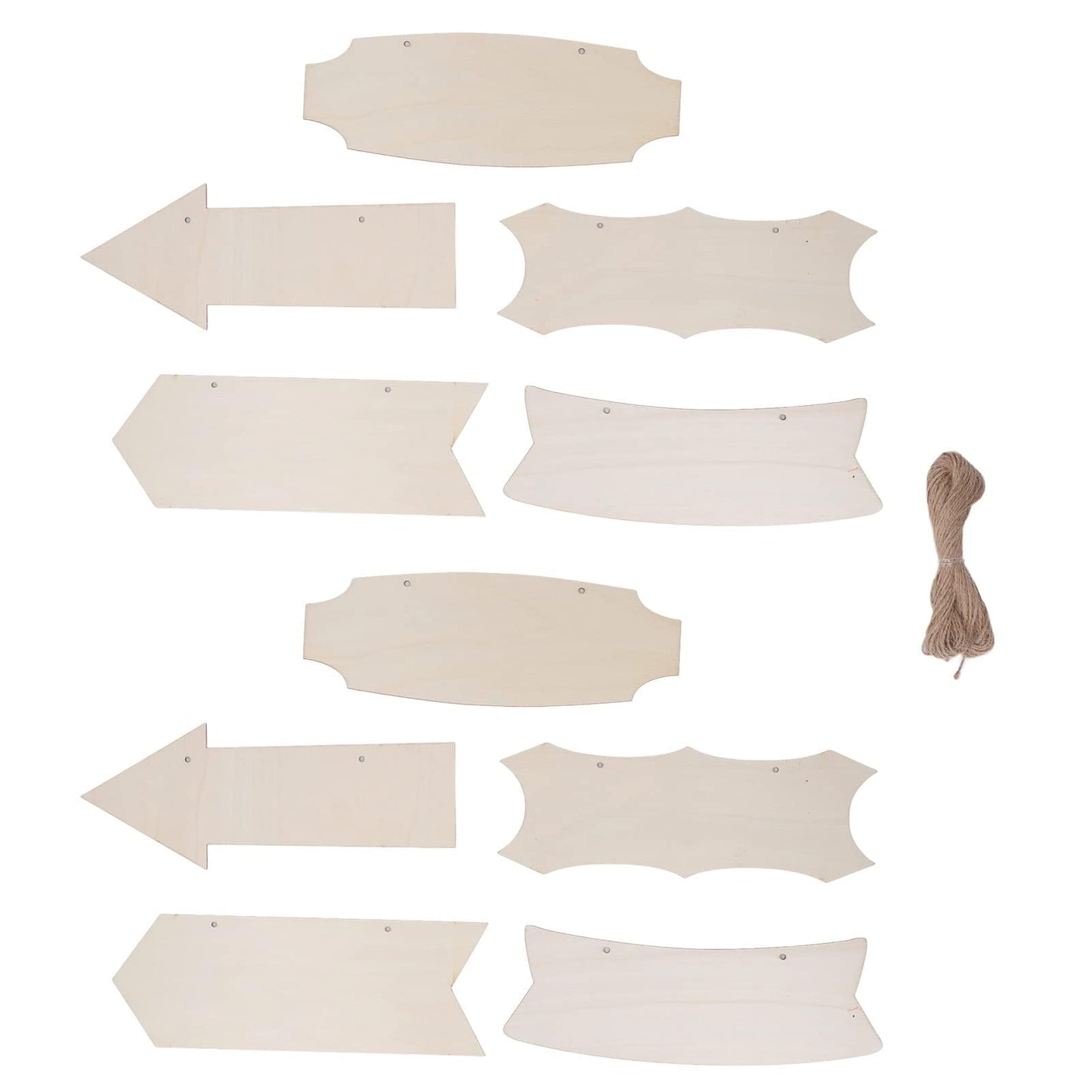 Unfinished Hanging Wood Sign, 10Pcs Wooden Arrows for Crafts Wooden Sign with Rope Blank Hanging Decorative Woodens Plaque for Crafts