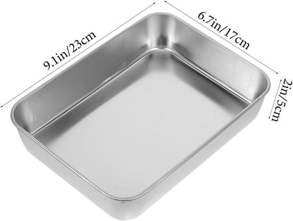PRETYZOOM Grill Pan Set with Lid, Baking Pan with Roasting Rack, Metal Baking Tray for BBQ Grills