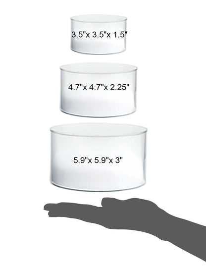 Red Co. Set of 3 Sizes (6", 5", 4") Acrylic Round Cylinder Display Nesting Riser Stands with Hollow Bottoms, Glossy White