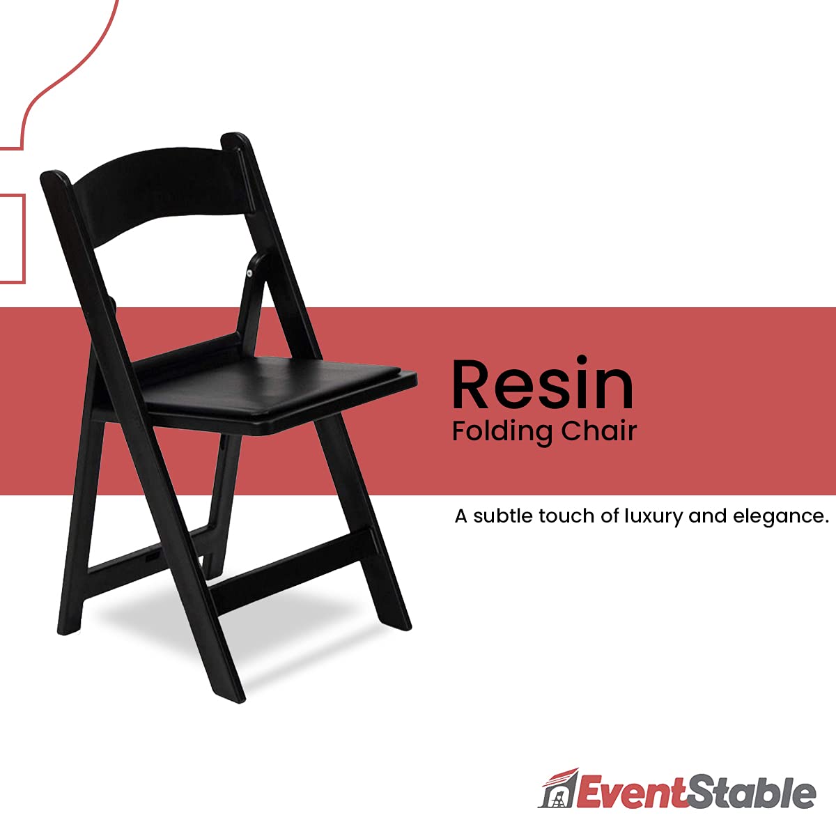 EventStable Titan PRO Resin Folding Chair - Black Indoor/Outdoor Lightweight Foldable Chair - Vinyl Padded Folding Chair for Weddings Parties Events - 50 Pack