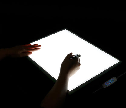 A2 Light Pad - 26"x19", 10000+ LUX Super Bright 10 Levels/Stepless Dimming 3 Colors Art Light Board Extra Large with UL Adapter for Diamond Painting, Tracing, Drawing, Sketching - Aluminum Frame